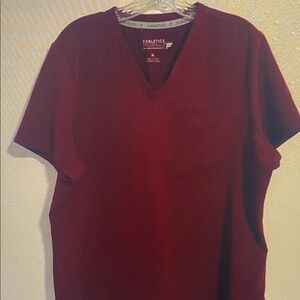 Fabletics Deep Wine V-Neck Scrub Top